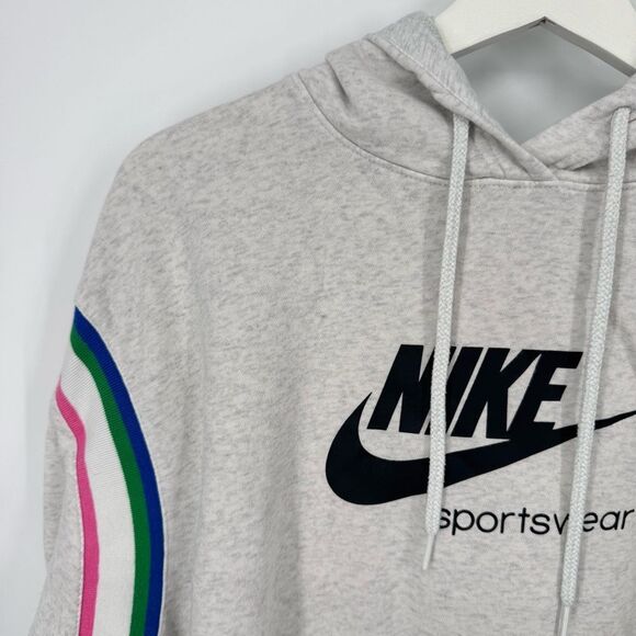 Nike Gray Hoodie Long-Sleeved Graphic Pull-Over Hoodie Medium - Picture 3 of 7